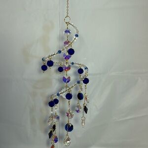 Blue and Crystal Spiral Drop Suncatcher